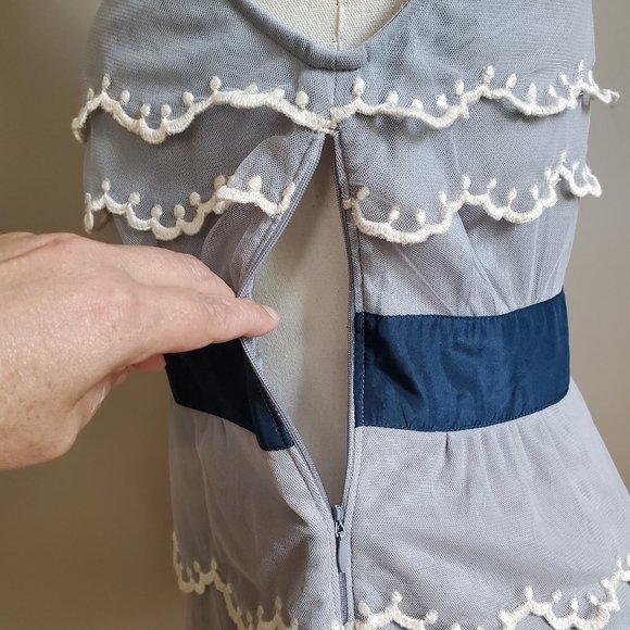 Tiered overlay blouse Floreat size 6 steely blue - Picture 6 of 12